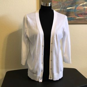 GAP Cardigan White 3/4 Sleeves 100% Cotton Size M